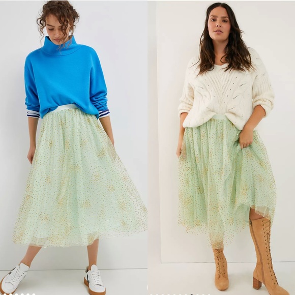 Anthropologie Dresses & Skirts - Anthropologie Sydney Shimmer Tulle Festive Midi Skirt L